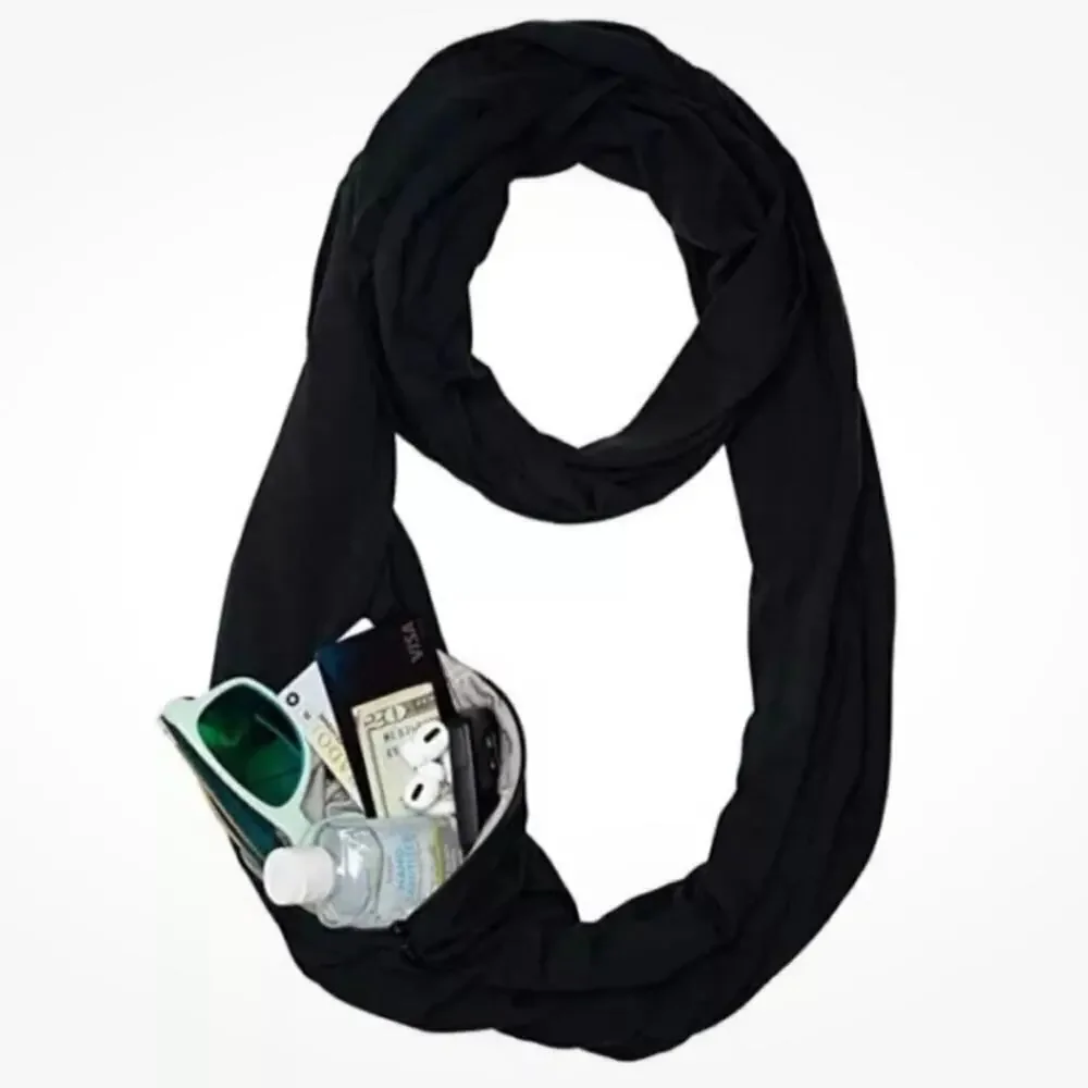 NWT Beyond Yoga Hidden Pocket Infinity Scarf Black
